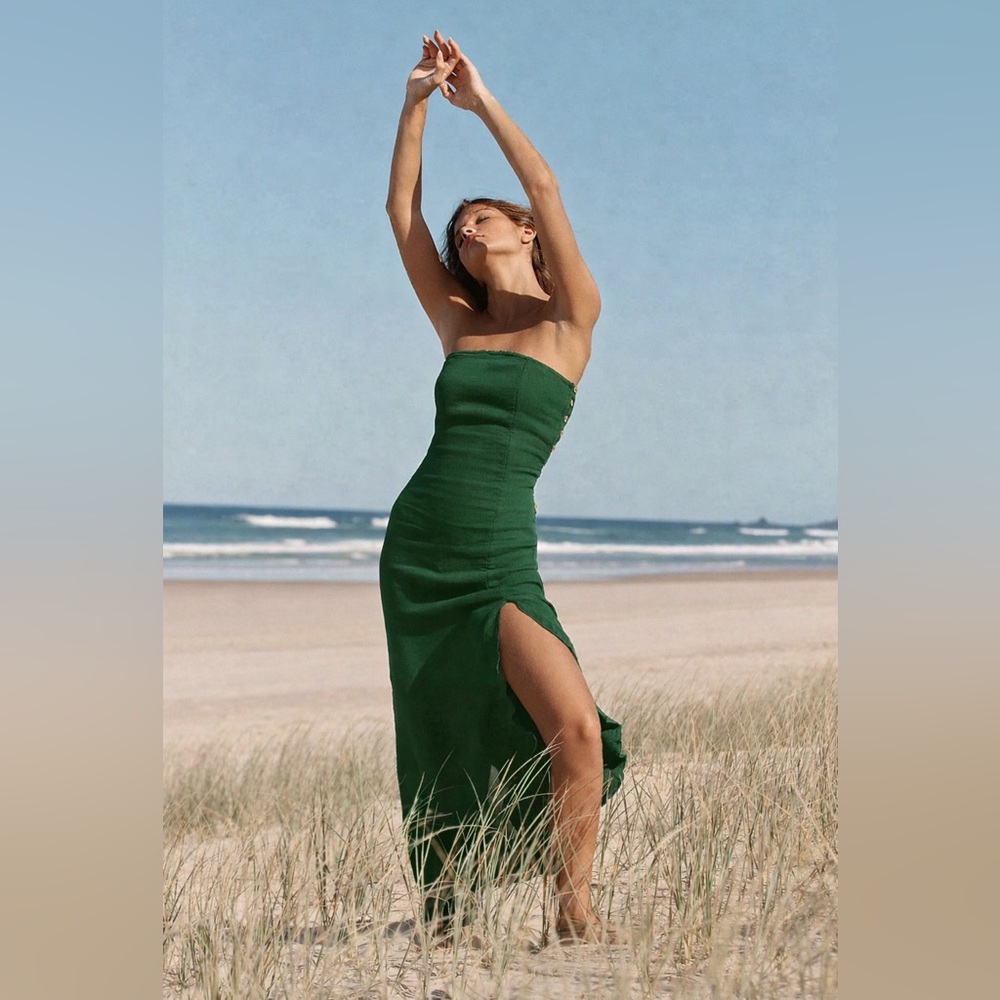Free People Made Me Blush Midi Dress - Green - Size Small - NWT
